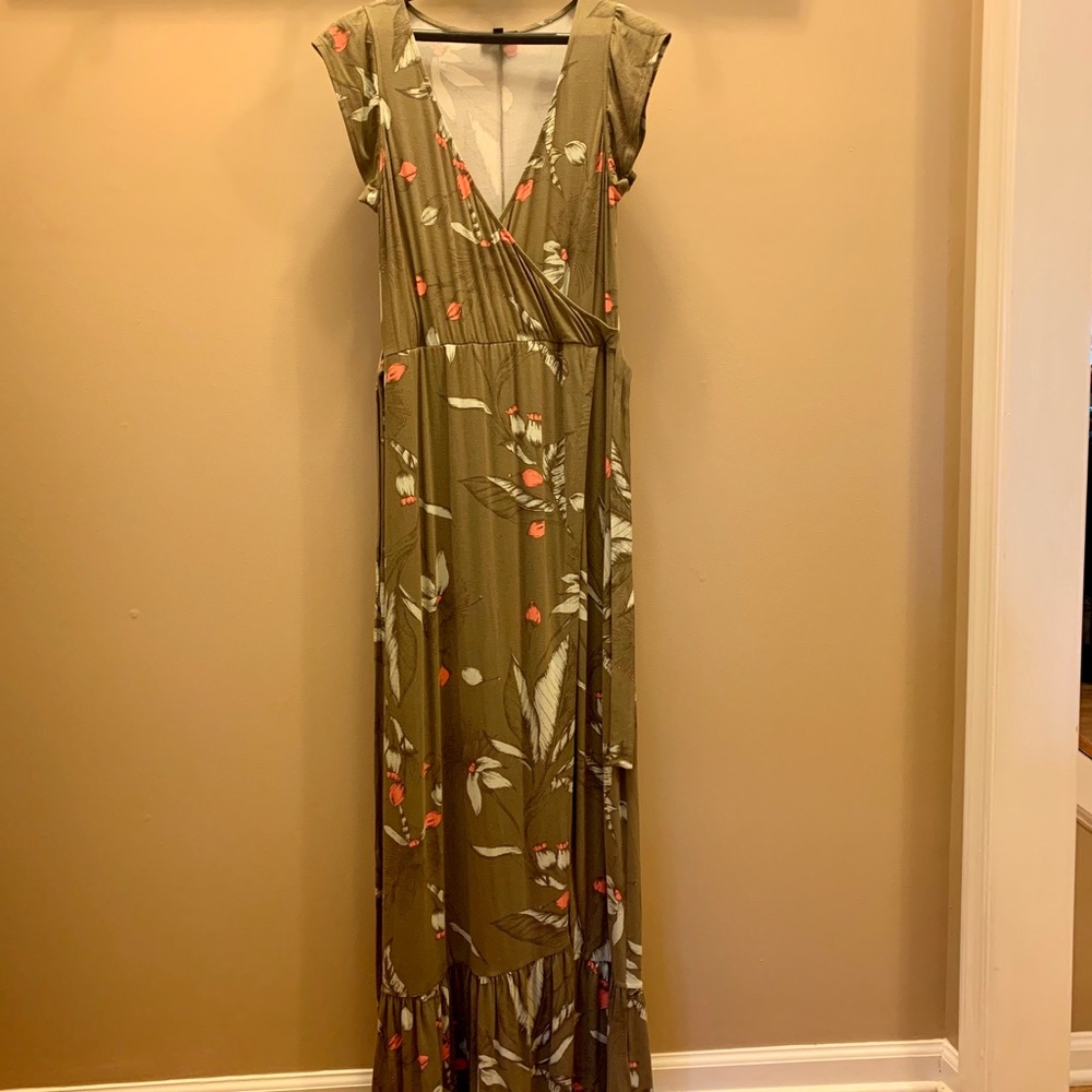 Express Floral Tie Waist Medium Maxi Dress